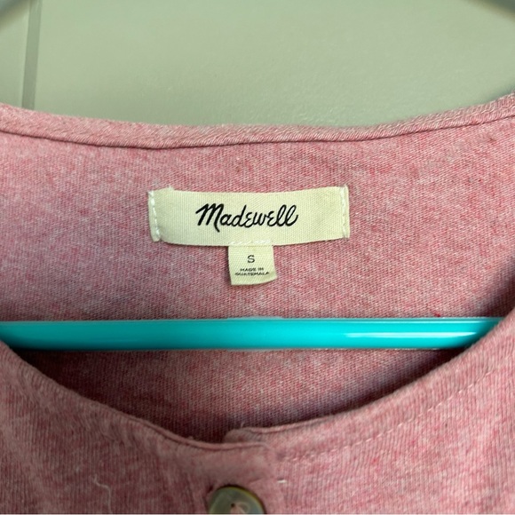 Madewell Women’s Small Button-Front Crewneck Crop Tank Top Heather Pink cotton - Picture 4 of 6